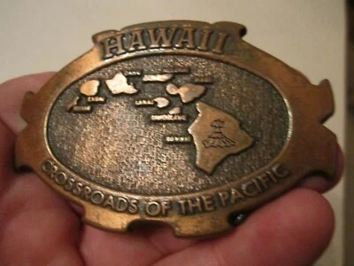 HAWAII ENCRUCIJADA DEL PACÍFICO HEBILLA DE CINTURÓN - HECHO EN CANADÁ - GW-16 Foto 1 de 3