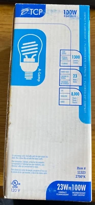 TCP A-Shape CFL Light Bulb #11323 23W, 120V, Warm White, Medium Screw Base E26 - Image 1 of 2