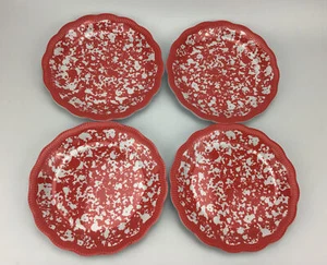 QTY 4 PIONEER WOMAN COUNTRY SPLATER CORAL APPETIZER PLATES FREE SHIPPING - Picture 1 of 3