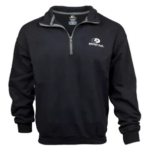 Mossy Oak 1/4 Zip Sweatshirt Mock Neck Mens Black S Long Sleeve Cadet Collar - Picture 1 of 5