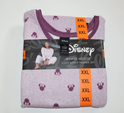 DISNEY Minnie Mouse Heads Purple Cozy Soft Pajamas PJ Women's 2 pc Set XXL NEW! - Image 1 of 4