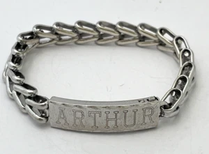 BRACCIALE ANSON STERLING 925 DOPPIA CODA DI VOLPE 10MM CATENA ID - MONOGRAMMA 8 3/4" - Foto 1 di 7