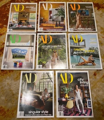 Lot of 8 Architectural Digest (AD) Magazine 2023-2024-Diplo, Jennifer Garner - Image 1 of 4