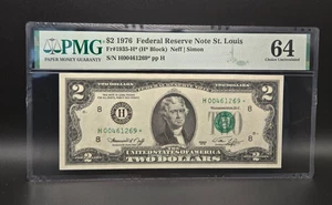 1976 $2 Two Dollar- FRN-St Louis-⭐STAR note⭐-(H* Block) PMG 64 - Picture 1 of 2