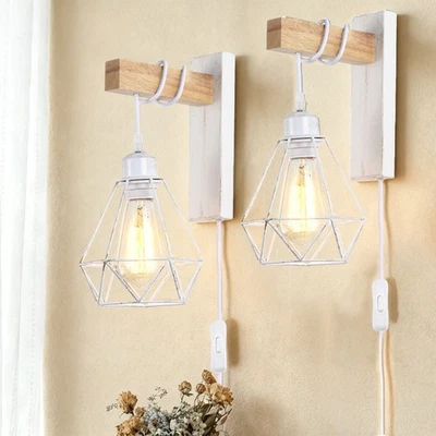 Plug in Wall Sconces 2 Pack Wall Sconce Farmhouse Plug in Wall Light Fixture - Image 1 of 4