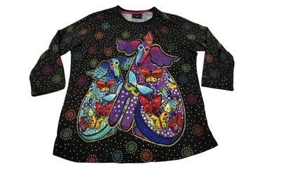 Camisa Blusa Animal Artístico Multicolor Laurel Burch. Mujer - Talla XXL Foto 1 de 4