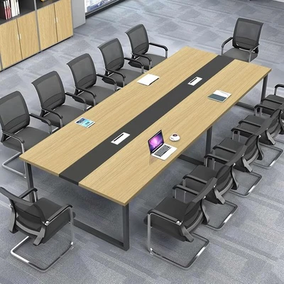 Light Walnut Conference Table 240cm w/ Metal Frame & Scratch-Resistant Top - Image 1 of 4