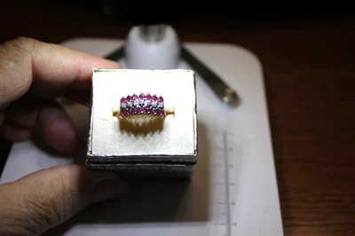 Vintage 10K Yellow Gold Ring with Rubies & Diamonds Size 7.5 - 2.5 Grams - Image 1 of 4