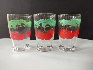 3 Vintage Juice Glasses Tomatoes Anchor Hocking Approx. 4” Tall - Picture 1 of 1