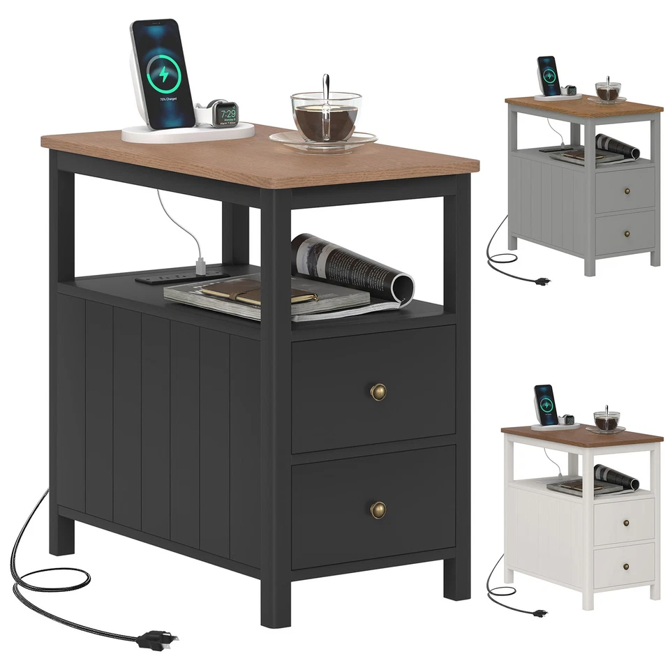 HOMCOM Mesa Extrema Estrecha con Estación de Carga, Puertos USB Foto 1 de 1