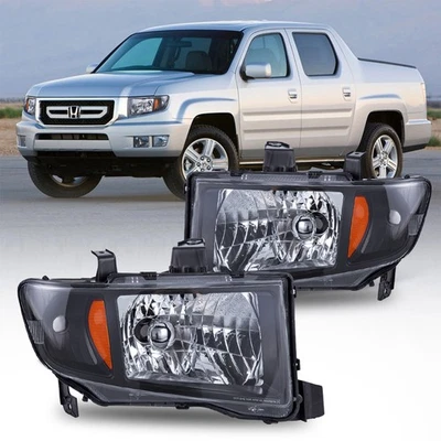 Conjunto de faros negros con lado ámbar para Honda Ridgeline 2006-2014 Foto 1 de 4