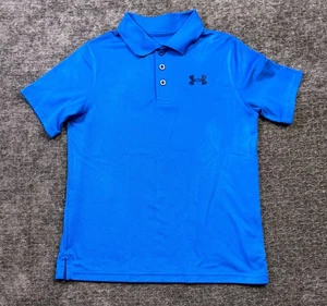 Under Armour Matchplay Boys Polo Shirt Youth Large Blue Atlantis HeatGear Loose - Picture 1 of 11