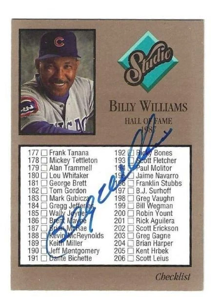 Autographed BILLY WILLIAMS Chicago Cubs 1992 Studio Card #263 w/COA - Image 1 of 1