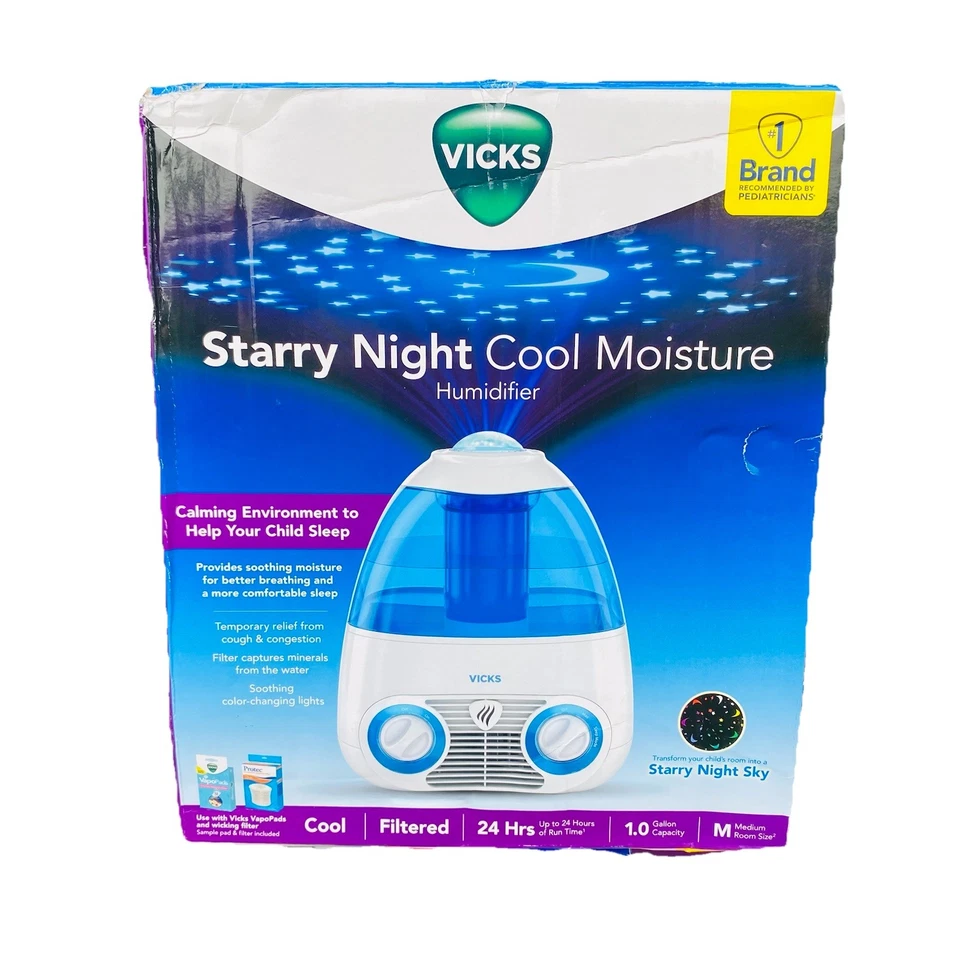 Rare Vicks Starry Night Cool Moisture Humidifier V3700  3-Theme Projector New - Image 1 of 1
