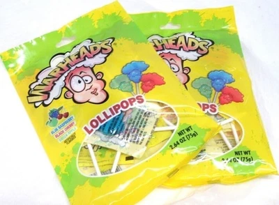 Warheads Extreme SOUR Lollipops ~ 2.64oz bags ~ Pops 3 flavors ~ Lot of 2 - Image 1 of 4