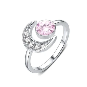 October Birthstone Moon Rings for Women 925 Sterling Silver Birthday Stone Mo... - Picture 1 of 8