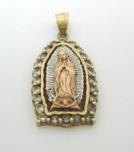 STILVOLLER RELIGIÖSER 10K DREIFARBIGER MULTI-GOLD JUNGFRAU MARIA (1-1/4") ANHÄNGER 3,2G - Bild 1 von 8