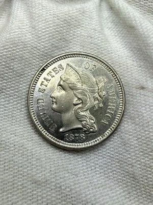 1878 PROOF THREE CENT NICKEL RAW CHOICE PROOF Q92 - Image 1 of 4