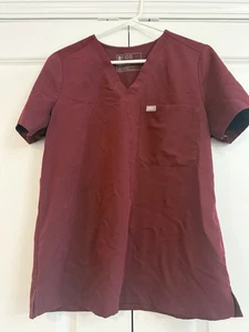 EUC FIGS Catarina One-Pocket Scrub Top Women's Size M Medium Burgundy - Picture 1 of 3