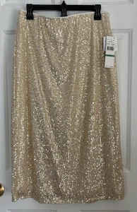 SKYE'S THE LIMIT WOMENS SEQUN SKIRT SIZE PETITE LARGE MIDI ELASTIC WAIST PULLON - Picture 1 of 8