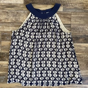 Tory Burch Damen Tunika Neckholder Top Gr. 14 blau/weiß ärmellos gefüttert - Bild 1 von 7
