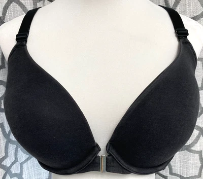 Sujetador de encaje cruzado Cacique cierre frontal algodón Boost Plunge 42C negro Foto 1 de 4