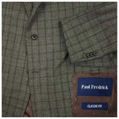 Paul Fredrick Suit Mens 48L/42R Classic Fit Virgin Wool 2 Piece Glen Plaid  - Image 1 of 4