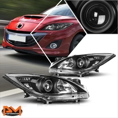 Para 10-13 Mazda 3 projetor farol/lâmpada substituição carcaça preta lado transparente - Imagem 1 de 4