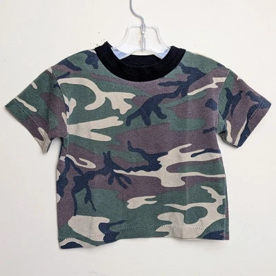 Vintage Camo Camouflage Woodland 80s Single Stitch Toddler Shirt 2T-3T - Image 1 of 4