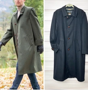 Steinbock Austria Abrigo Negro Caza Loden Mezcla Lana Abrigo Largo Forrado EE. UU. 38 - Imagen 1 de 15