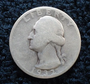 1932-d Washington 25c Quarter Coin 90% Silver KEY Date Coin Good+ Condition - Picture 1 of 2