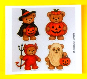 Halloween Teddy Bears Mini Sticker Sheet Style 2 - Picture 1 of 3