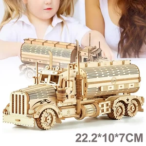 LKW Tankwagen 3D Holz Puzzle DIY Geschenk Bausatz aus Holz Dekoration Erwachsene - Bild 1 von 24