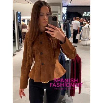 ZARA WOMAN NWT FW25 100% LEATHER JACKET BROWN 6318/232/776 - Image 1 of 3