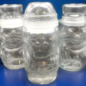 3 Libbey Clear Glass Candy Jars Canister 8" Santa & 2 Snowman - Picture 1 of 7
