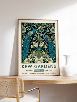 William Morris Peacock Poster | Vintage Floral Wall Art | Kew Gardens Print - Изображение 1 из 3