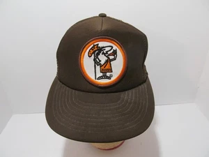 Vintage LITTLE CAESARS PIZZA braun Trucker Schaumstoff Netz Druckknopflasche Einheitsgröße Kappe Mütze - Bild 1 von 6