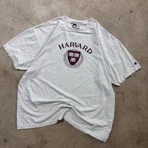 Vintage 90s Champion Harvard University Crest Logo Tee College School Grey XL - Picture 1 of 8