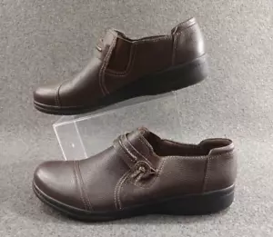 Clarks Collection Womens Brown Leather Loafers 9.5M Slip On Low Heel - Picture 1 of 14