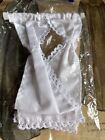 Dolls House 1/12th scale white fabric  curtains with lace edge fu03 bnip