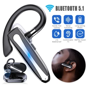 Wireless Headphone Mic Bluetooth 5.1 Bussiness Headset Stereo Handsfree Earphone - Picture 1 of 12