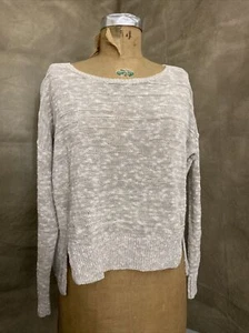 Eileen Fisher ORGANIC LINEN Cotton Blend Marled Sand Khaki Tan Relaxed Sweater S - Picture 1 of 6