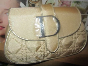 Bolso sin asas de maquillaje 100 % CDior perfumes elegante de alta costura de noche raro ~ dorado o plateado - Imagen 1 de 7