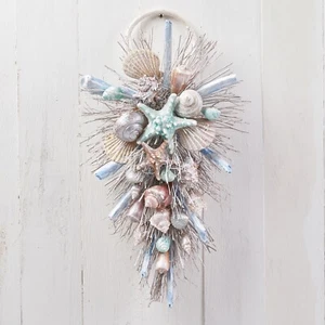 Hanging Shell Decor-Coastal Shell Teardrop Swag - Picture 1 of 2