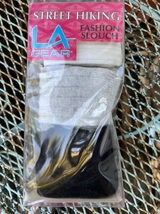LA Gear Street Hiking Fashion Slouch Socks 3 Pr White Black Heather Gray Vtg 90s - Picture 1 of 5