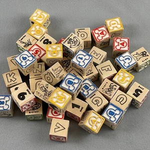 Disney Wooden Blocks Mickey Mouse Alphabet Numbers (47) Crafts Decor Toy - Picture 1 of 9