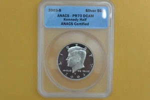 2003-S SILVER KENNEDY HALF Dollar ANACS PR70DCAM - Picture 1 of 5