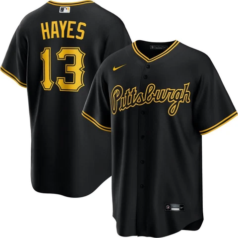 Pittsburgh Pirates Ke'Bryan Hayes Nike Black Road Alternate Official MLB Jersey Cover