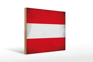 Holzschild Flagge Österreich 40x30 cm Flag Austria Vintage Schild wooden sign - Picture 1 of 5