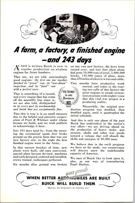 PRINT AD 1942 Buick War Goods Army Bombers General Motors 6.5 x 10 - Image 1 of 3